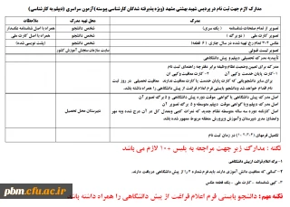 مدارک لازم جهت ثبت نام حضوری کارشناسی پیوسته ورودی 1393