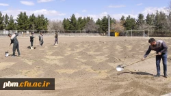 بازسازی زمین چمن ورزشی پردیس شهید بهشتی
