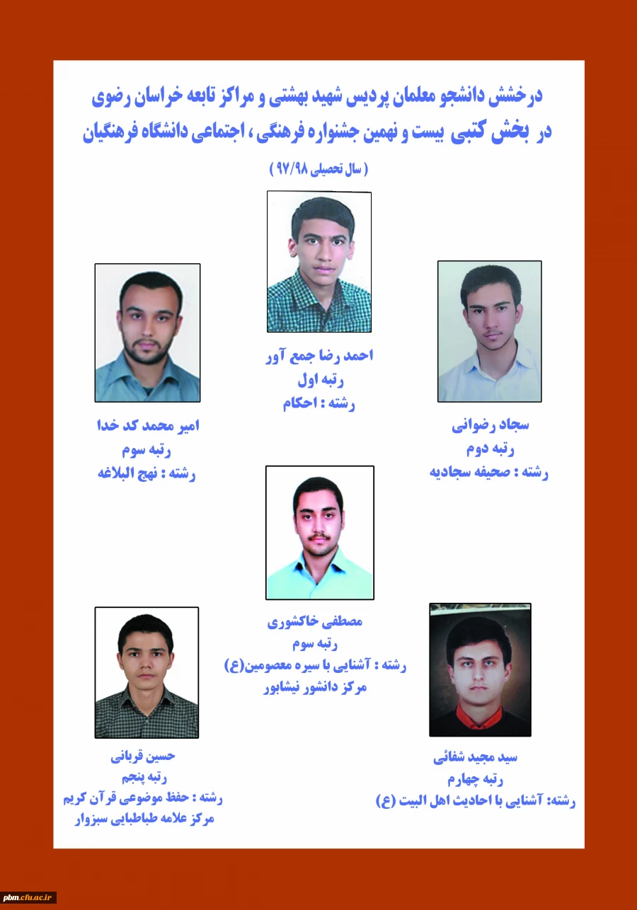 افتخار آفرینان جشنواره فرهنگی اجتماعی