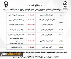 برنامه اجرایی استادان مشاور پژوهشی