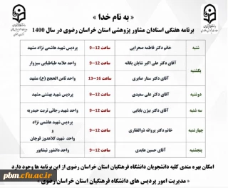 اطلاعیه

برنامه اجرایی استادان مشاور پژوهشی