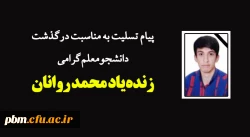 پیام تسلیت به مناسبت درگذشت دانشجومعلم گرامی، آقای محمد روانان